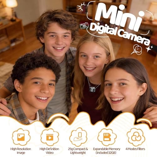 OMK Mini Keychain Camera, 1080P Pocket-Size Camera with 32GB Card, Portable Mini Retro Camera, One-Button Recording, Lightweight Vintage for Travel, Birthday Gift, Party, Daily Moments(Black) - Thumbnail 2