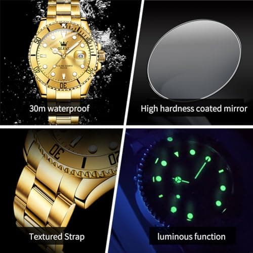OLEVS Watch Men Gold Watches for Men Classic Mens Luxury Watches with Date Waterproof Big Face Fashion Stainless Steel Metal Quartz Analog Dress Men's Watch Relojes De Hombre - Thumbnail 5