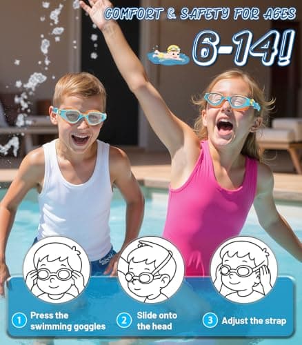 HIGAHY Kids Swim Goggles, Anti-Fog & UV Protection, Leakproof Swimming Goggles for Boys & Girls Ages 6–14 – Comfortable Fit, Wide Clear View, Adjustable Strap - Thumbnail 5