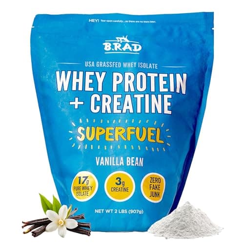B.rad Superfuel - Grass Fed Whey Protein Isolate Boosted with Creatine | Farm-Fresh, Easy-to-Digest, Clean Ingredients | 2 Pounds | 100% USA Sourced | Vanilla Bean - Image 1