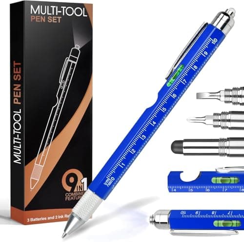 XBllcyiv Fathers Day Dad Gifts for Dad Husband, 9 in 1 Multitool Pen Set with LED, Stylus, Level, Screwdriver, Fathers Day Gift from Daughter Wife Son, Gadgets for Men, Father, Blue, 1 Pack (Blue) - Image 1