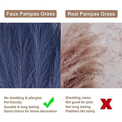 Acfruits 20Pcs Navy Blue Faux Pampas Grass Decor, 21.7" Pompas Grass Flower Arrangement and Vase Filler for Boho Home Wedding Decoration - Thumbnail 4