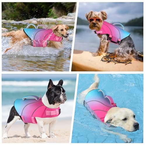 Doglay Dog Life Jacket for Boating & Swimming, High Buoyancy Reflective Dog Life Vests with Rescue Handle and D-Ring, Ripstop Adjustable Floating Vest for Small Medium Large Dogs - Thumbnail 4