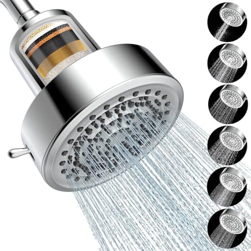 Filtered Shower head for Healthier Hair & Skin – Removes Chlorine & Heavy Metals,High Pressure 6 Mode Settings Shower Head Filter for Hard Water (Chrome) - Image 1