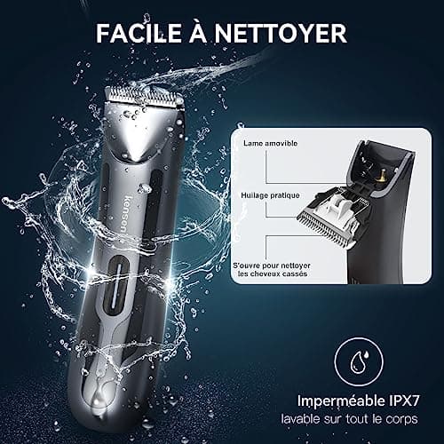 kensen Body Hair Trimmer for Men - Groin & Pubic Hair Trimmer with Ceramic Blades, Manscape Body Shaver for Men with LED Light Ball Shaver IPX7 Waterproof Wet/Dry Rechargeable Body Trimmer Mens Gift - Thumbnail 6