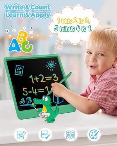 KOKODI 15 Inch LCD Writing Tablet with Anti-Lost Stylus, Erasable Doodle Board Colorful Toddler Drawing Pad, Car Travel School Games Toys for 3 4 5 6 7 8 Kids, Birthday Gift for Girls Boys Green - Thumbnail 5