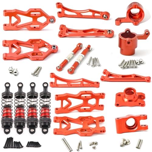 RC 1/16 Front and Rear Arm Upgrade Parts 8 Sets Shock Absorber Steering Block Rear Axle hub Aluminium Replacement Metal Suspension Accessories for SCY 16101 16102 JJRC Q130A Q141 Q117 RC Car - Thumbnail 6