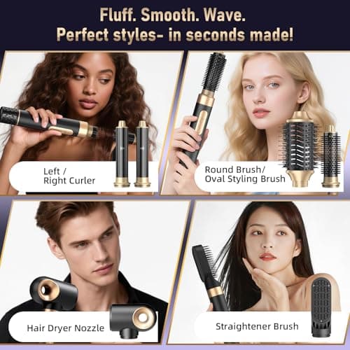 6 in 1 Hot Air Brush & Hair Dryer–High-Speed Hair Dryer Brush with Auto Wrap Curlers, Hot Air Styler Wrap Fast Drying & Frizz-Free Styling, No Heat Damage, Volumizing with Travel Bag. - Thumbnail 4