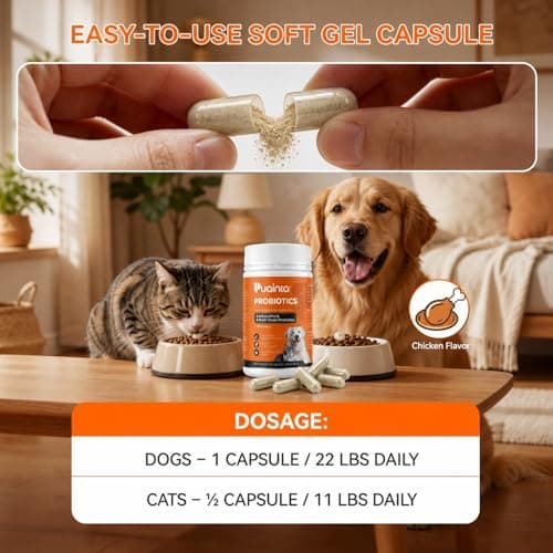 PUAINTA Probiotics for Dogs & Cats – 8-Strain Probiotic with Prebiotics for Digestive & Gut Health, Immune & Stool Support, Helps Dogs Eating Dirt, Grass & Non-Food Items (90 Count) - Thumbnail 6
