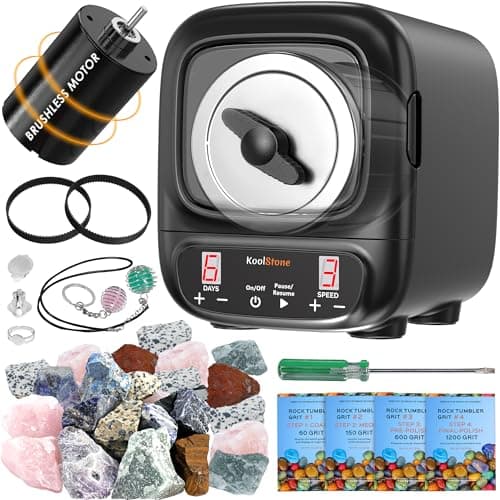 KoolStone C1 Pro Max Professional Rock Tumbler Kit - Large 3LB Capacity & Brushless Motor, Up to 6X More Noise Cancelling, Ultra Quiet Rotary Polisher with Full Accessories, Ideal for Adults Kids - Image 1