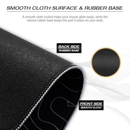 XVX Black and White Topographic Mousepad, XXLarge Gaming Mouse Pad for Desk 35.4x15.7 Inch,Waterproof Desk Pad with Non-Slip Rubber Base Mice Pad,Keyboard Mat Computer Game Mouse Mat - Thumbnail 5