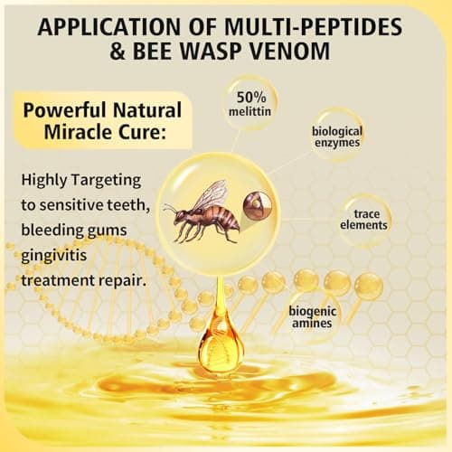 KeLeek 2PCS Bee Wasp Venom Multi-Peptides Toothpaste for Bleeding Gums,Gingivitis Treatment Repair,Sensitive Teeth,Mouth Sores,Plaque,Bad Breath,Fluoride Free Toothpaste - Breath Fresheners- 3.7 OZ - Thumbnail 4