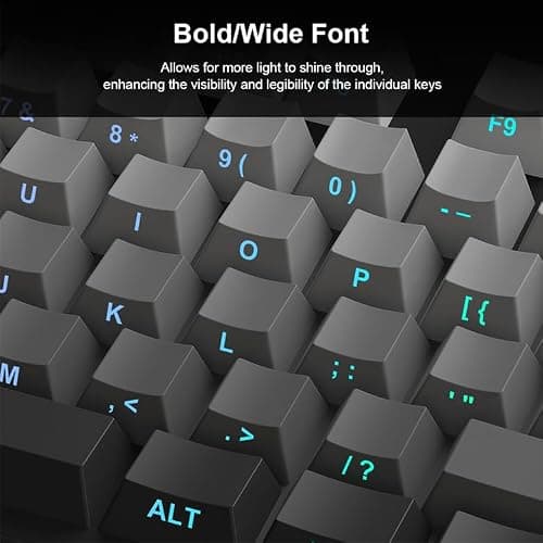 AKepopery PBT Keycaps Side Print Key Cap Set, Double Shot Shine Through Custom Keycaps, Cherry Profile 133 Keys for Mechanical Keyboards Gradient Blue (Gradient Gray) - Thumbnail 4