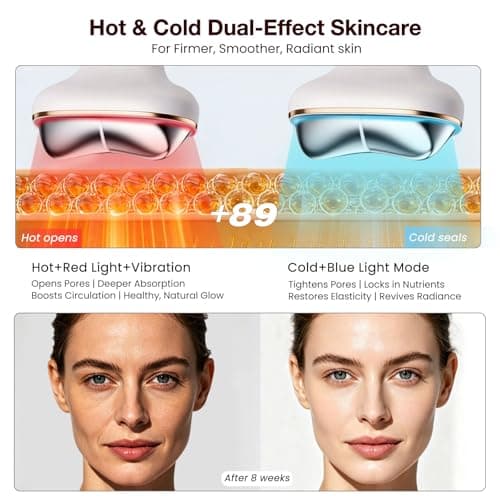 RFVDC Cold Heat Gua Sha Facial Neck Lymphatic Massager, 7-in-1 LED Red Light Face Depuffer Sculpting Tool, Hot Electric Gua Sha Lift Device & Cooling Depuffing Wand, for Contouring, Firming - Thumbnail 5