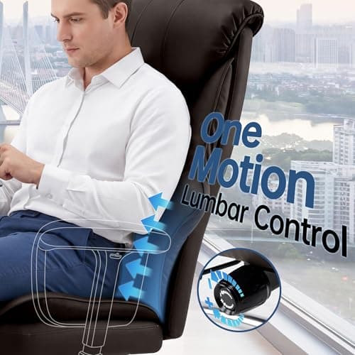 AreShark Big and Tall Office Chair - Executive High Back Leather Office Desk Chair with Adjustable Lumbar Support - Ergonomic Comfortable Heavy Duty Computer Gaming Chair with Padded Arms & Wide Seat - Thumbnail 4