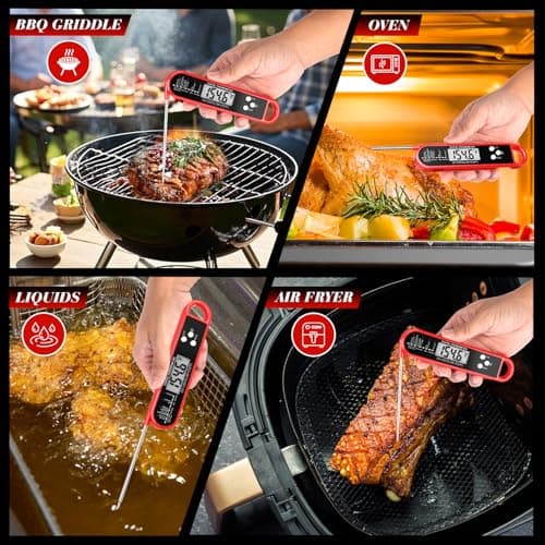 FDK Digital Meat Thermometer for Cooking and Grilling - Instant Read Food Thermometer with IP67 Waterproof, Strong Magnet and Calibration-Professional Kitchen BBQ Probe for Turkey, Steak, Men/Dad Gift - Thumbnail 5