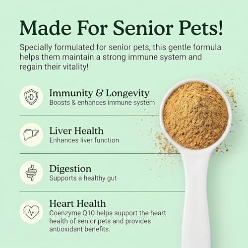 Luckiepaw Organic Turkey Tail Mushroom Supplement for Senior Dogs & Cats – 10-in-1 Functional Mushroom Powder with CoQ10 for Immune Support, Digestive Health – Chicken Flavor, Scoop Included - Thumbnail 3