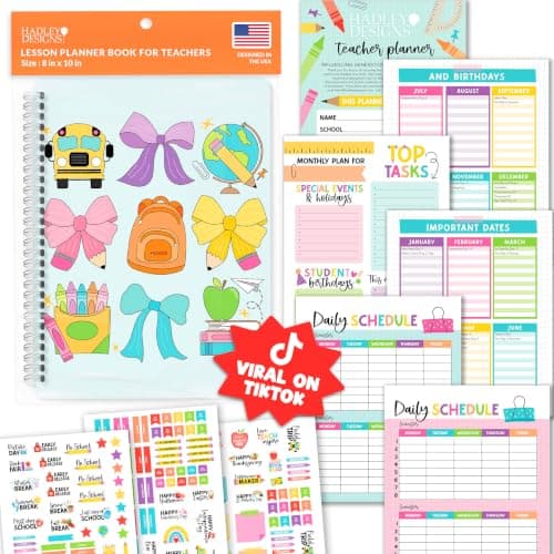 Hadley Designs Teacher Planner 2026-2027 Academic Year - Undated Teacher Lesson Planner Book for Teachers, Homeschool Planners 2026-2027, First Year Teachers Must Haves, Back to School Teaching Gifts - Image 1