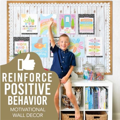 Hadley Designs Motivational Poster for Classroom Decor - 9 Growth Mindset Classroom Posters Elementary, Inspirational Wall Decor Middle School, Teacher Must Haves, Pastel Bulletin Board Decorations - Thumbnail 2