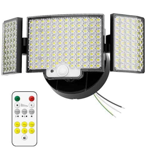 Outdoor Hardwired Motion Sensor Light, 6500K, 6600LM, Security Flood Lights Motion Detector Dusk To Dawn Light, IP65 Waterproof, 220 LEDs Floodlight With Remote Control For Garage, Yard, Porch - Image 1