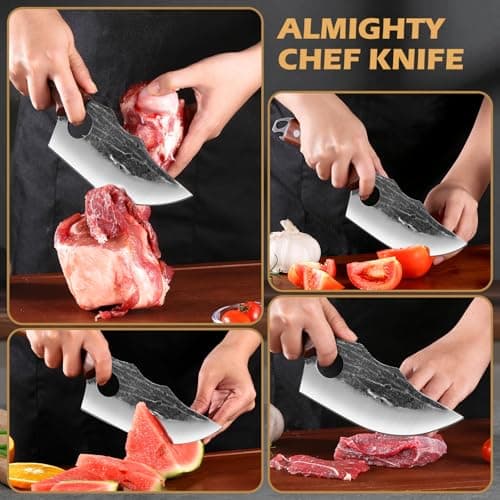 ACEKNIFE 6" Viking Knife for Meat Cutting, Hand Forged Boning Knife, German Steel and Ergonomic Wood Handle, with Sheath for Kitchen and Outdoor - Thumbnail 6