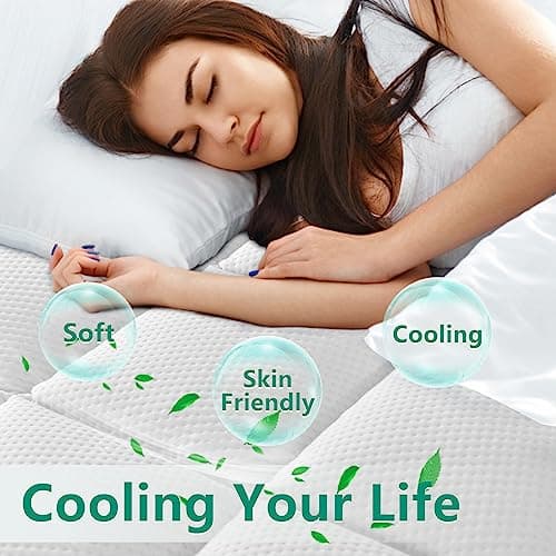 NEXHOME PRO 3 Inch Dual Layer Memory Foam Mattress Topper King Size, Ultra Soft Breathable Bamboo Cover & Protective Grey Inner Cover, Cooling Gel Bed Topper with 2 Pillowcases, 78"x80" - Thumbnail 4