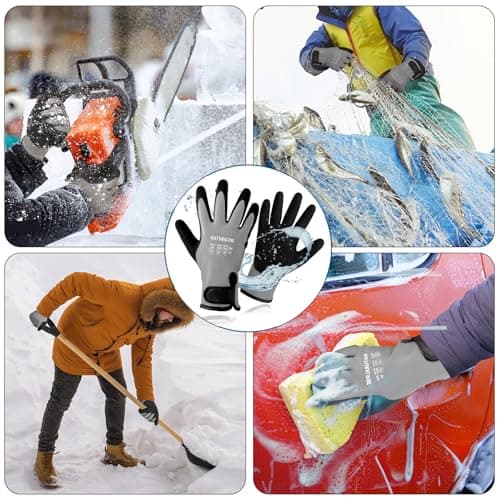 100% Waterproof Gloves for Men & Women,Winter Work Gloves for Cold Weather,Waterproof Work Gloves with Grip,Winter Freezer Gloves for Working,Gardening, Fishing, Construction Worker (Grey,Medium) - Thumbnail 6