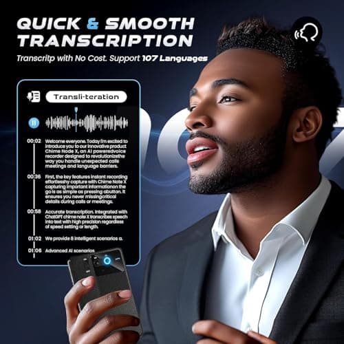Bantropolis AI Voice Recorder 64GB with Transcription & Summarization, 107 Languages, 3000mAh Magnetic Rechargeable Battery, for Meetings, Lectures & Interviews – Leather Edition - Thumbnail 2