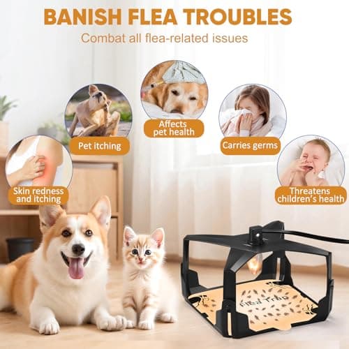 2 Pack Flea Traps, Flea Trap for Inside Your Home, Flea Light Indoor Bed Bug Traps with 6 Bulbs & 8 Sticky Pads, Electric Fleas Trap Killer Odorless Pest Control Flea Treatment Trap for Kid Pet - Thumbnail 3