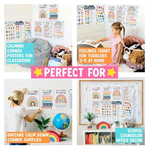 Hadley Designs 8 Calming Corner Posters for Classroom Must Haves - Calm Down Corner Supplies with Emotions Chart, School Counselor Mental Health Poster, Feelings Chart For Kids, Boho Classroom Decor - Thumbnail 4