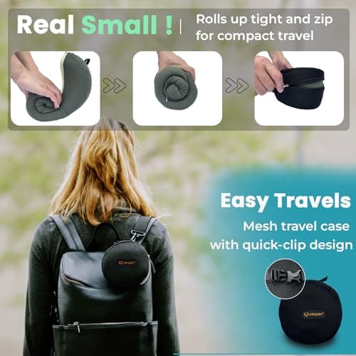 Cesperi® Travel Neck Pillow for Airplanes, Ergonomic Design for Petite Neck, Airplane Neck Pillow with Memory Foam, Travel Essentials for Flights, Car Rides, and Home Rest, Small (Avocado Green) - Thumbnail 4