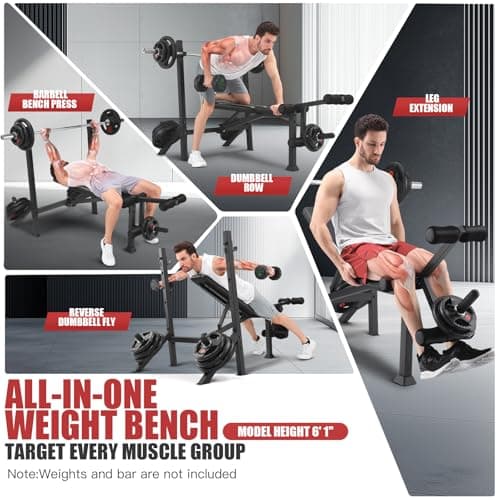 ANCHEER 900LBS Weight Bench Set with Squat Rack, Adjustable Bench Press Set with Leg Extension and Leg Curl, Flat Incline Decline Workout Bench for Home Gym Full Body Strength Training - Thumbnail 3