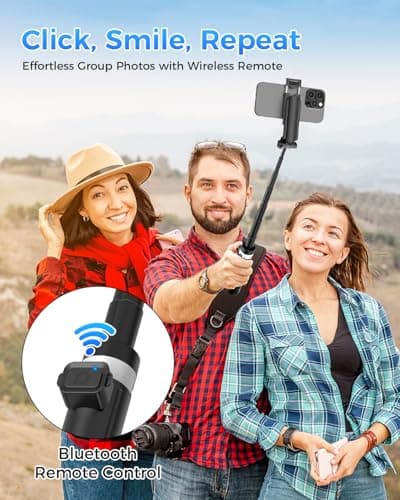 Kinwald 3-in-1 Phone Tripod with LED Lights & Remote, Extendable Selfie Stick Tripod Stand, Compact Portable with Bluetooth Remote for iPhone/Android Vlogging & Photography (Black) - Thumbnail 5