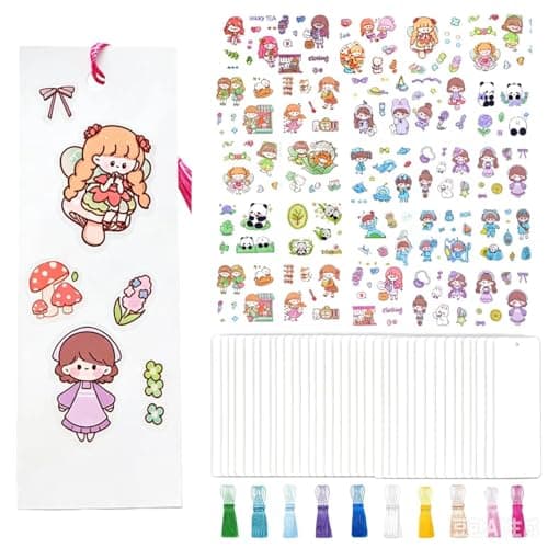 Bakayoyo 150 PCS DIY Bookmark Making Kit, 50 Blank Paper Bookmarks with 50 Tassels & 50 PET Stickers, 5.5×2 Inch Bulk Craft Supplies for Book Lovers, Classroom Projects, Gifts for Teachers & Students - Image 1