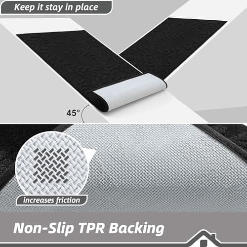 BEQHAUSE Door Mats 20”x32”, Non-Slip TPR Backing Entryway Doormat, Super Absorbent Welcome Mat for Front Door, Mud Shoes & Paws, Washable Entry Rugs, Black - Thumbnail 6