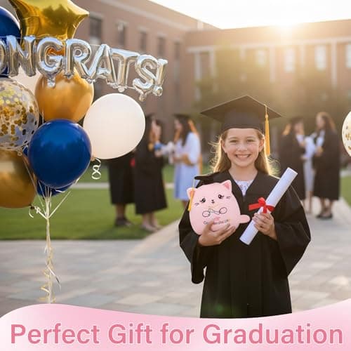 Graduation Gift Cat Stuffed Animal - Pink Cat with Graduation Cap Gown Plush Toy for Kindergarten Preschool Elementary Graduation 2026 Soft Personalized Graduation Gifts for Kids Girls Her 9 Inch - Thumbnail 4