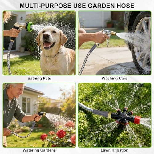 Metal Garden Hose 10FT Stainless Steel Water Hose with Metal Connector Flexible Heavy Duty Garden Hoses, Lightweight, Rust Proof, Durable Puncture Proof Water Pipe for Yard, Lawn, Outdoor, RV - Thumbnail 3