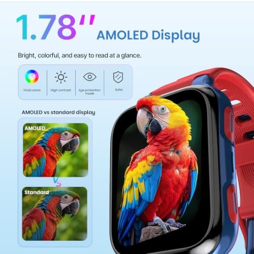 LAGENIO K9 Smart Watch for Kids with GPS Tracker, AI Voice & Video Call,1.78" AMOLED, 4G Smartwatch with SOS, Parental Controls, School Mode, IP68 Waterproof Kids Smartwatch for Teens Ages 3 and Up - Thumbnail 4
