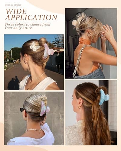 Lourny Acrylic Hair Clips for Women, 4.1 Inch Large Claw Clips for Thin Thick Hair Lightweight 4 PCS Non-Slip Cute Jaw Clips(Light blue+Orange+Light pink+Pink purple) - Thumbnail 4