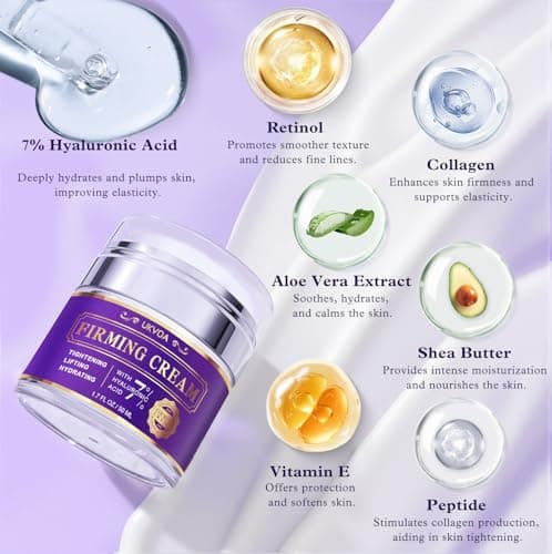 UKVOA Retinol Face and Neck Firming Cream - Fast-Acting Anti Wrinkle Treatment for Women, Firming Moisturizer with Collagen & Hyaluronic Acid, Tightens Sagging Skin, 1.7 Fl Oz - Thumbnail 4