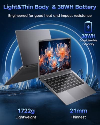 Zrasu 14" Laptop Computer,Pentium Gold 6500Y (Up to 3.4GHz), 32GB RAM 1TB SSD, Grey Laptops with Type-C, HDMI, USB3.2, BT5, WiFi 5, Lightweight Business Laptop - Thumbnail 5
