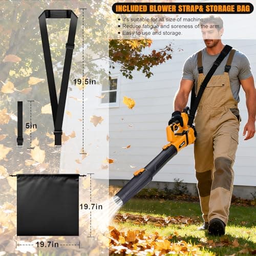 Leaf Blower Cordless,Electric Leaf Blower with 2 4.0Ah Battery Powered and Fast Charger, Cordless Blowers for Lawn Care and Car Dust Snow Blower,6 Speed Control,Orange - Thumbnail 6