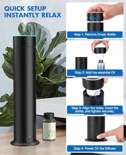 Waterless Scent Diffuser Starter Kit, 150mL Capacity Covers 1000 Sq Ft, Rechargeable Essential Oil Diffuser for Large Room, Home, Office, Hotel Scent Diffuser with 80 ml Scent Oil, 3 Control Modes - Thumbnail 6