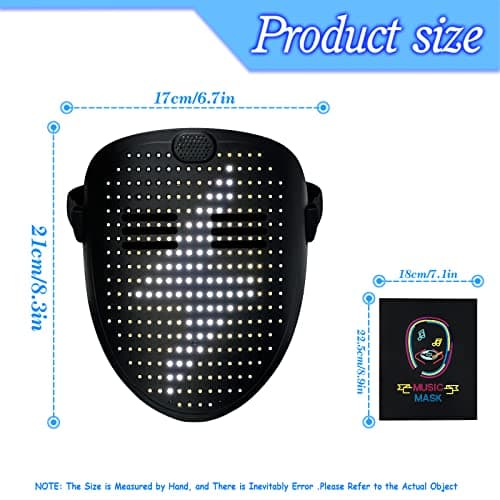 MOYACA Led Mask with Sound Effects and Gesture Sensing, Transforming Light up Music Mask with Voice for Halloween Rave Costume Christmas Cosplay Birthday Masquerade Dj Parties - Thumbnail 4