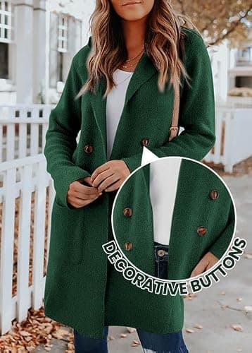 KIRUNDO Cardigan Sweaters for Women 2026 Fall Open Front Knit Sweater Jackets Business Casual Long Coatigan Winter Clothing(Dark Green, Large) - Thumbnail 4