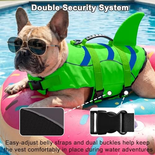 Fragralley Shark Fin Dog Life Jacket, High Buoyancy with Tear-Resistant Nylon of Dog Swim Vest, Pet Life Preserver for Small Medium Large Dogs, Puppy Float Vest for Swimming and Boating - Thumbnail 2