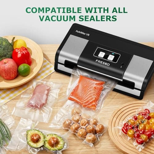 FRESKO Vacuum Sealer Bags Food Rolls 6 Packs - 8" x 20' & 11" x 20', Commercial Grade Seal a Meal Bags for Storage Food and Sous Vide, BPA Free, Customized Size for Vacuum Sealer - Thumbnail 5