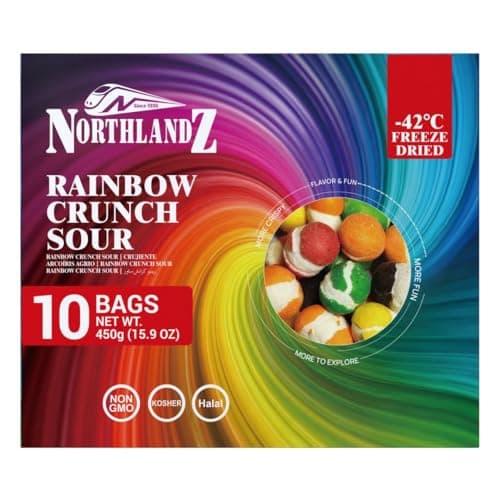NORTHLANDZ Freeze Dried Candy | RAINBOW CRUNCH SOUR | Pack of 10 | Tangy Assorted Fruit Flavors | 1.5oz/each | Unique Crunchy Texture | Ideal Snack or Gift - Thumbnail 3