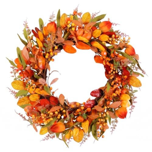 20" Fall Wreath Front Door Pumpkin Artificial Wall Decor Farmhouse Autumn Wreath Thanksgiving Home Porch Outdoor Indoor Holiday Harvest Decor