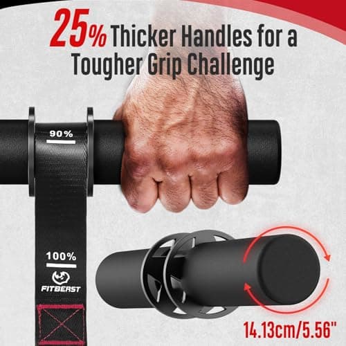 FitBeast Forearm Strengthener & Wrist Roller - Forearm Strength Trainer with Thickened Anti-Slip Grip Handles&Adjustable Strap, Perfect for Forearm Exercising, Boosting Grip Strength, Muscle Building - Thumbnail 2